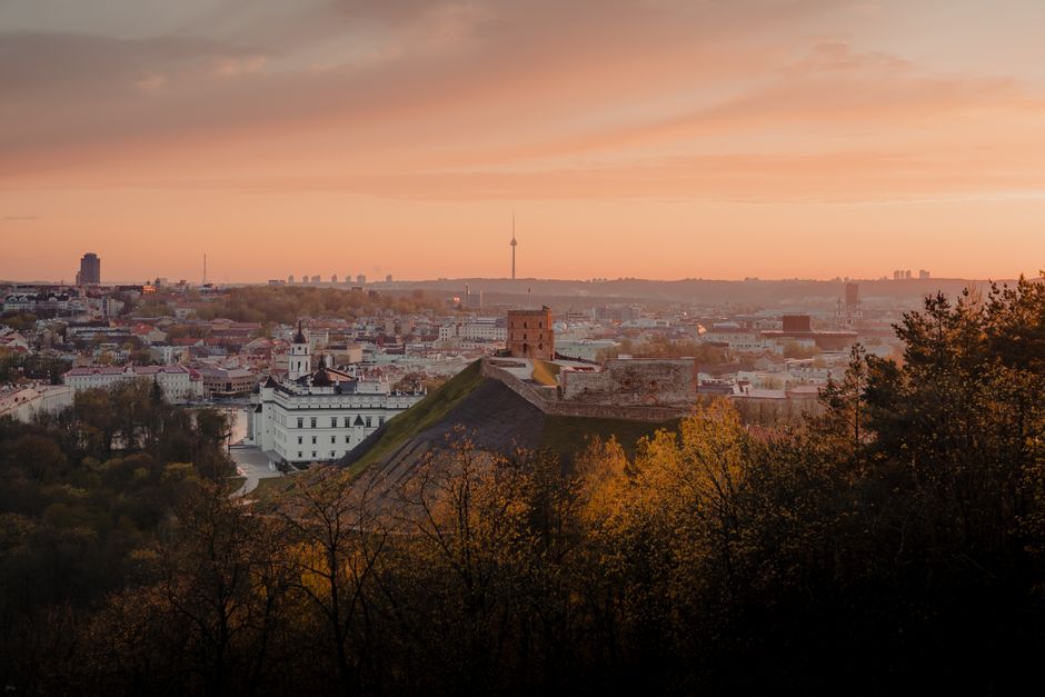 Vilnius in October - Vibrant city street with local shops and cafes