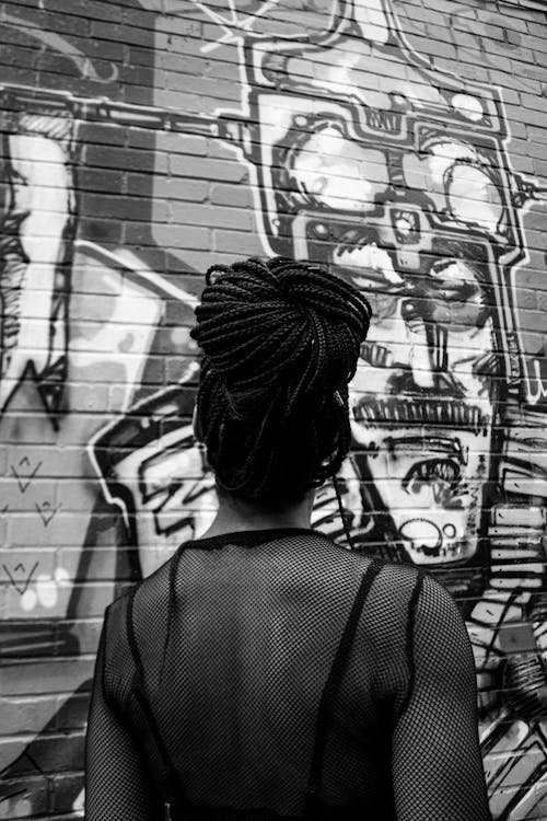 Woman and Graffiti on Wall