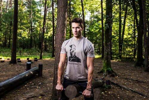 Man Wearing Crew-neck T-shirt Near Tree