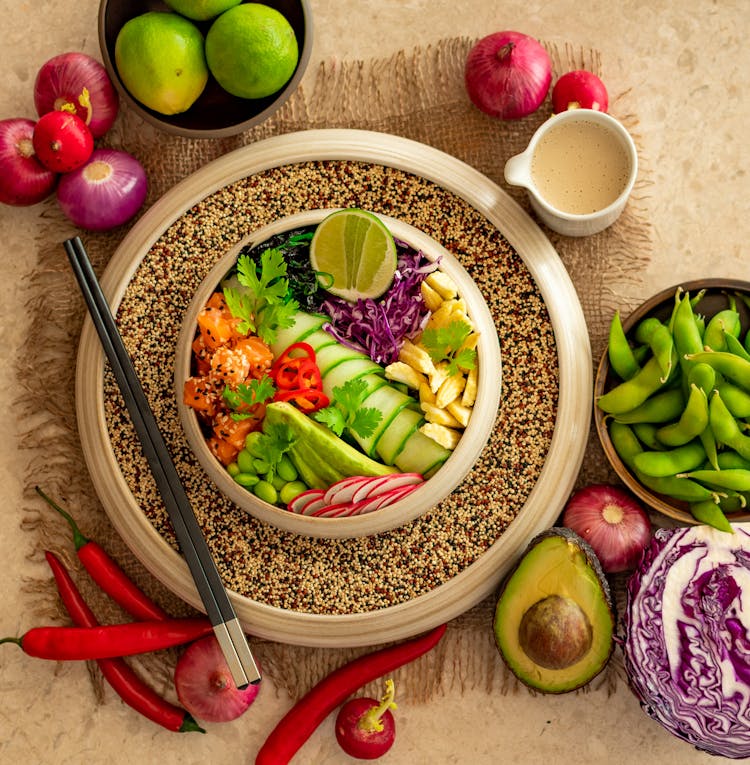 Bowl With Delicious Fresh Vegetable Salad