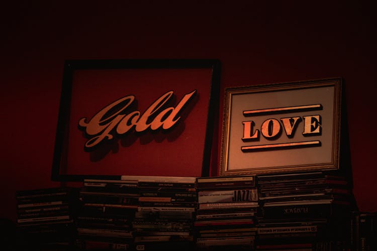 Gold And Love Posters With Frames