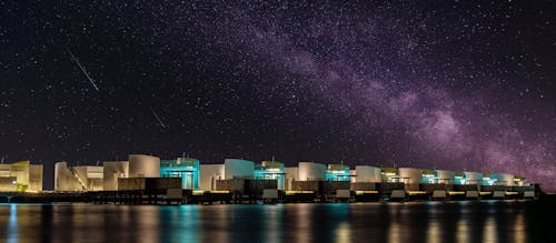 Milky Way over Harbor at Night