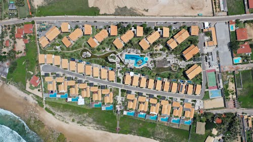 Aerial View of a Houses in a Village