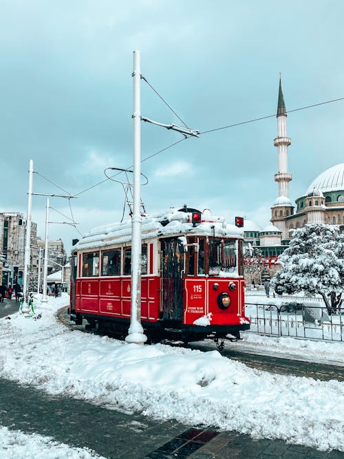 Kostnadsfri bild av kollektivtrafik, lokomotiv, snö