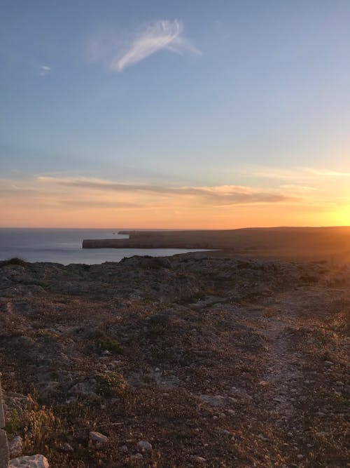 Sun Setting Over a Seashore 