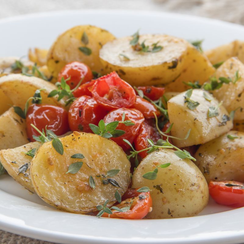 Greek Potatoes with Tomato Confit and Oregano