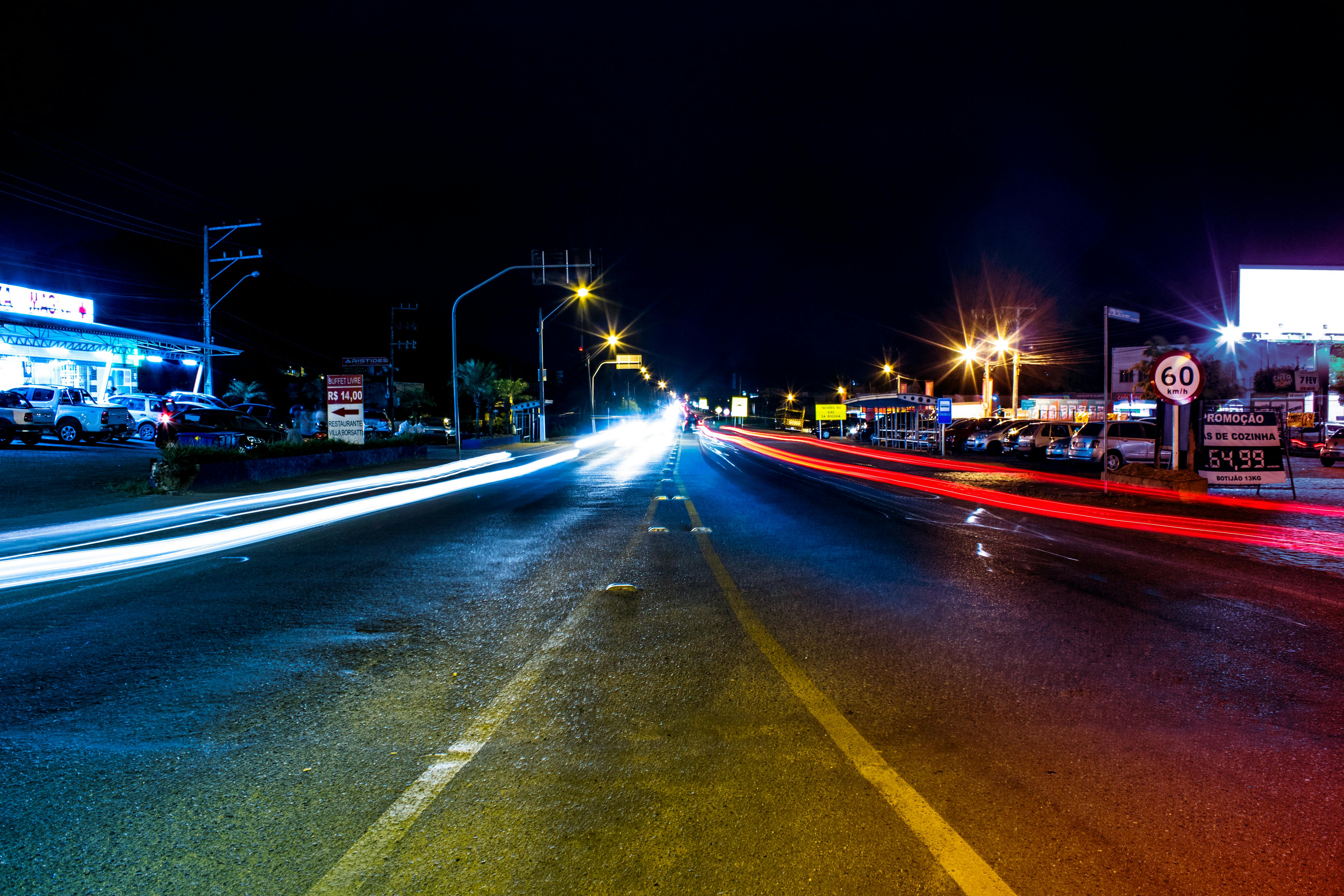 Free stock photo of 18mm, blue, car lights