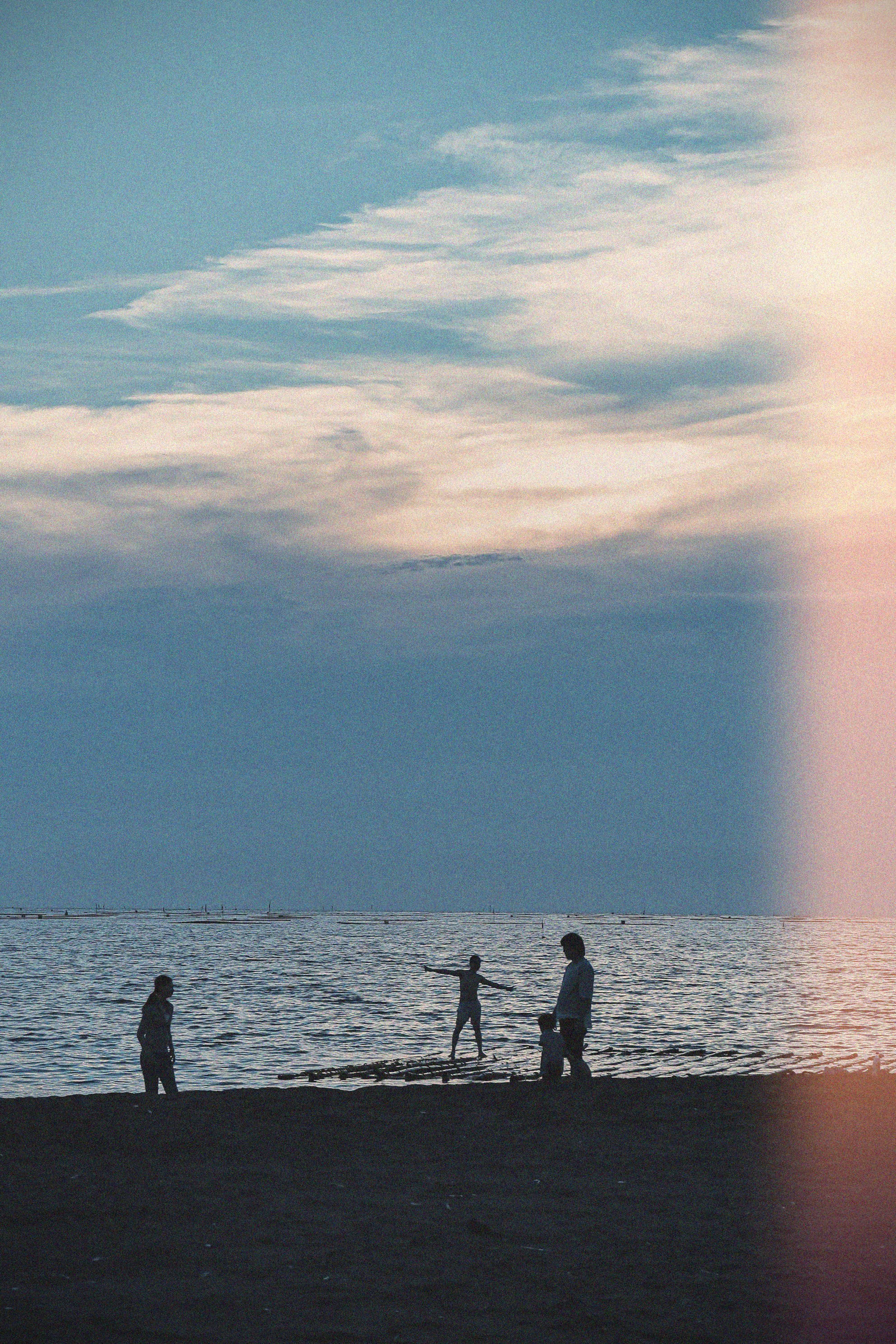 Silhouette of People Standing on the Beach during Sunset · Free Stock Photo