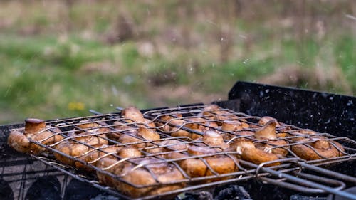 Grilled Mushrooms on Black Grill