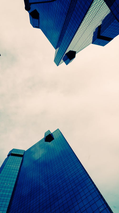 Photographie De Faible Angle De Bâtiment De Grande Hauteur En Verre Teinté Noir