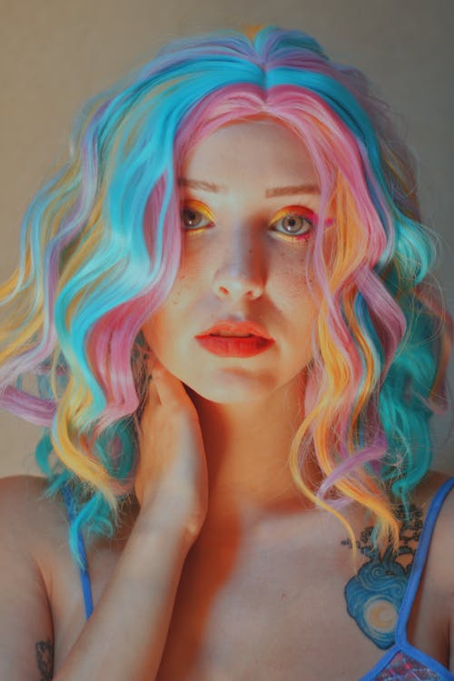 A Woman With Colorful Hair