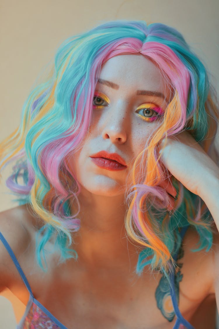 A Woman With Colorful Hair