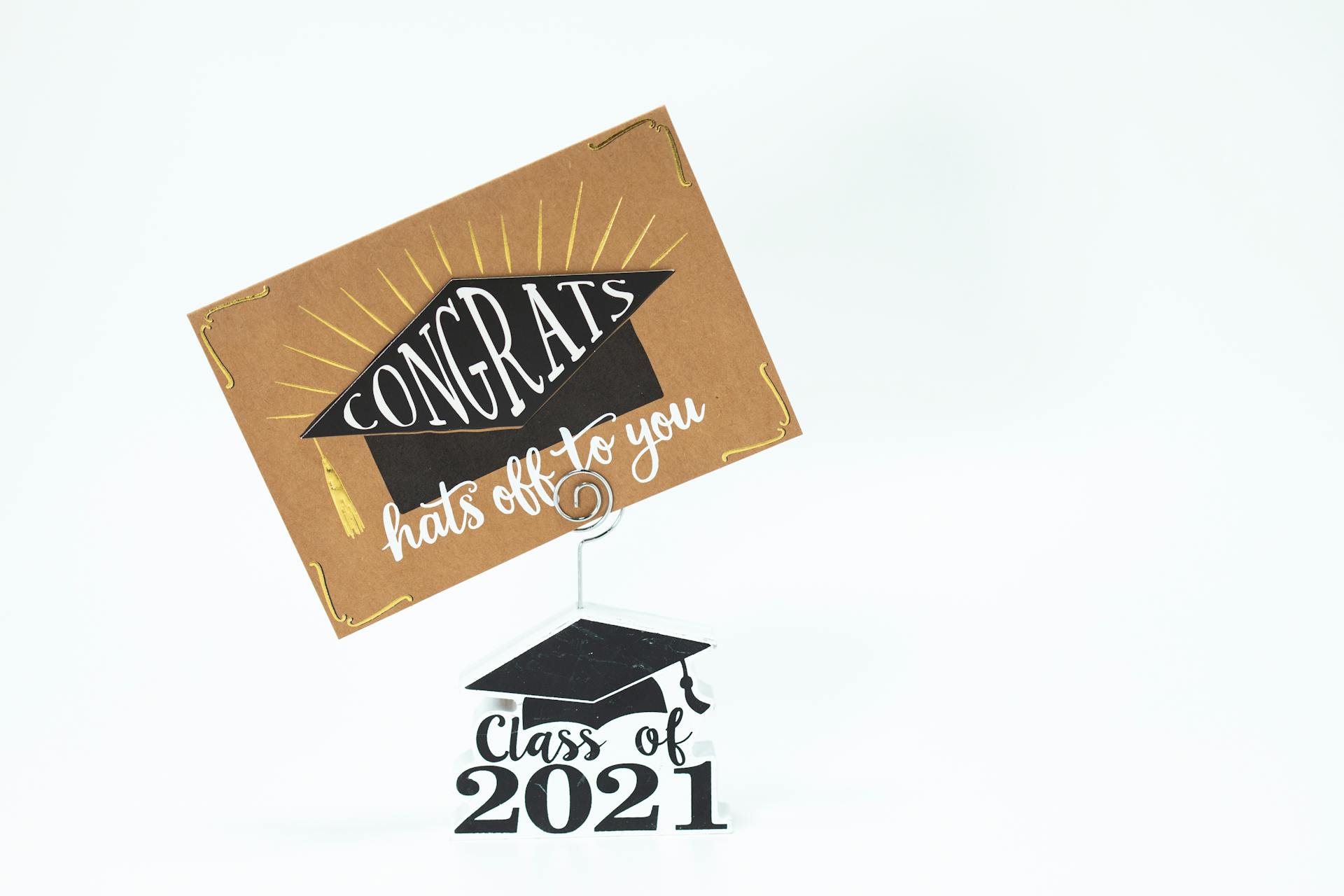 Congratulations card for the Class of 2021 featuring an academic hat design and celebratory text.