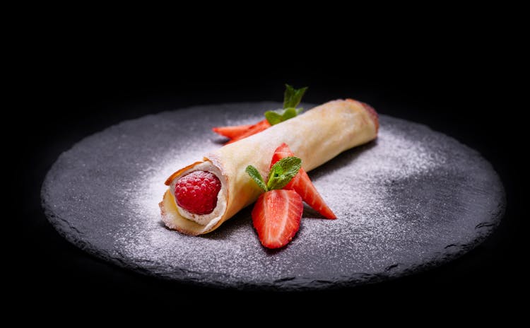 Close-up Of A Strawberry Crepe