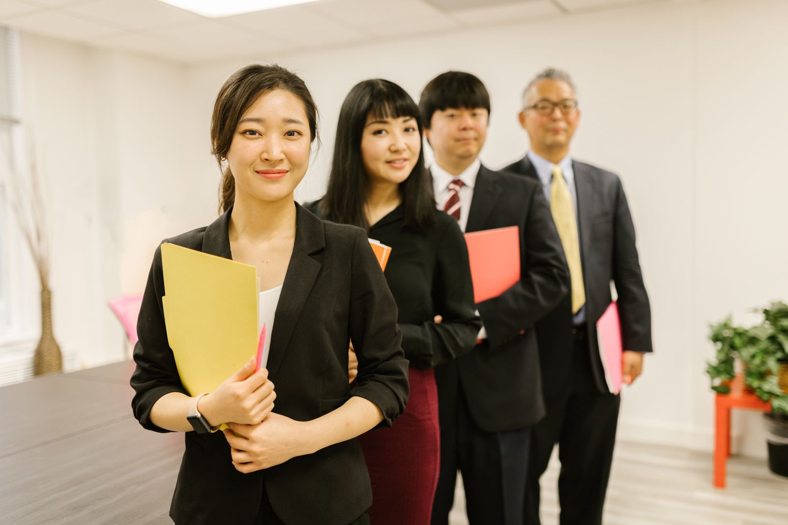 Happy office team collaboration scene 26