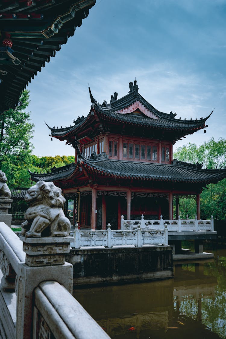 Traditional Asian Building With Pagoda Roof