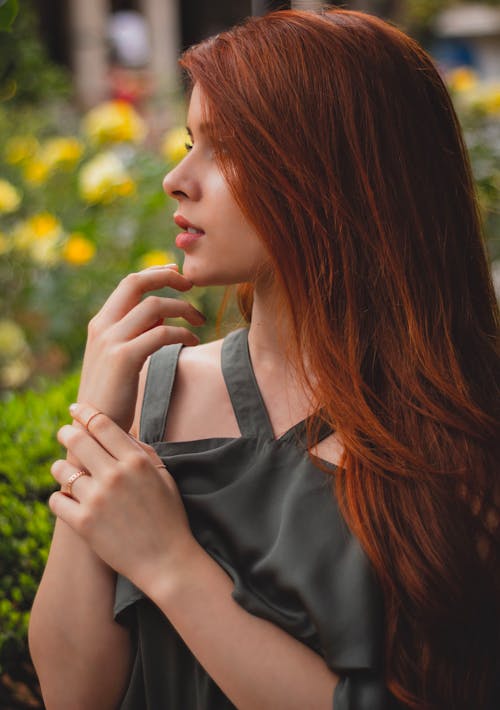 Free Profile of Red Head Woman Stock Photo