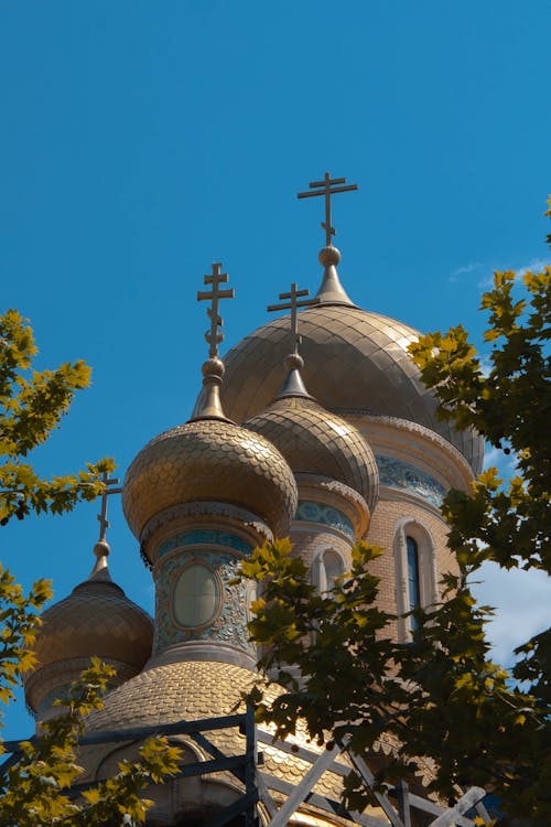 Close-up of the St. Nicholas Church in Bucharest, Romania