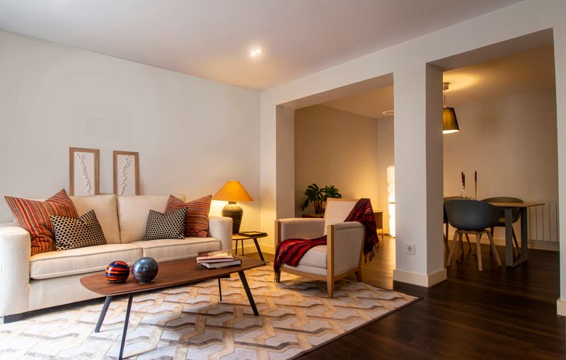 Cozy living room with warm lighting