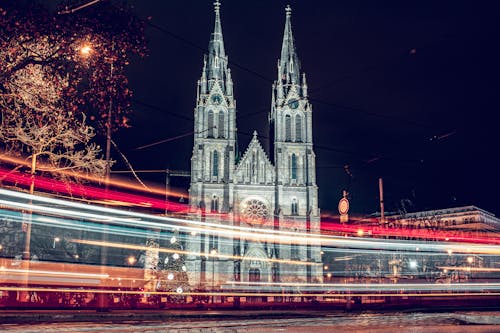 Illuminated Church in Prague 