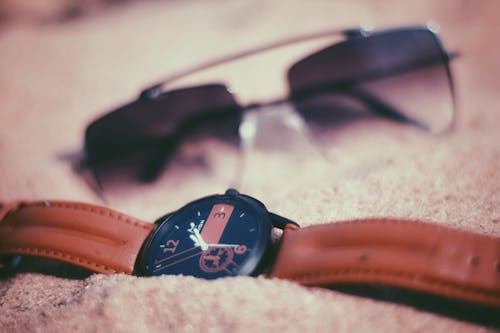 Free stock photo of sand, sunglass, time