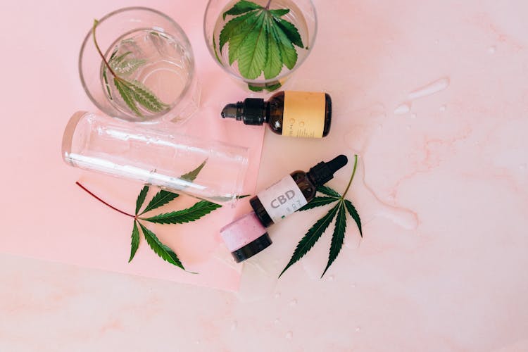 Overhead Shot Of An Assortment Of CBD Products