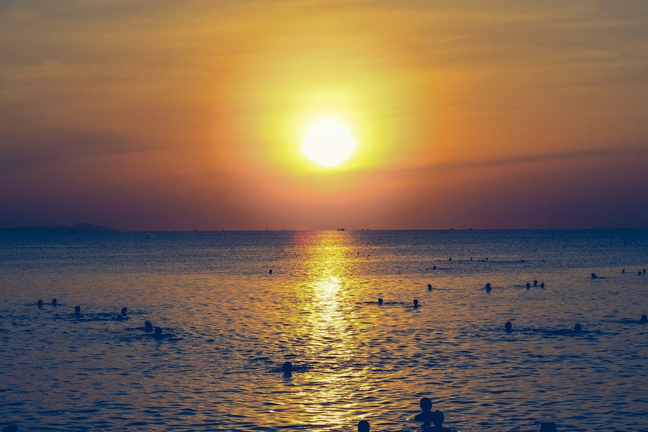 Silhouette of People Swimming in the Ocean During Sunset ... - 1200 x 627 jpeg 94kB