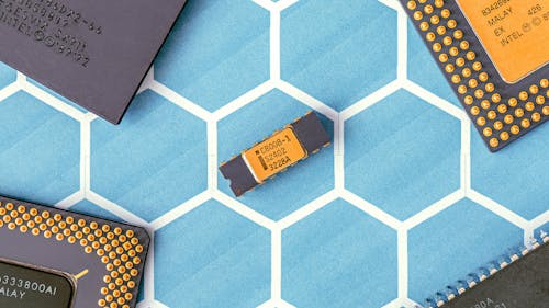 Free Black and Yellow Electronic Chip Stock Photo