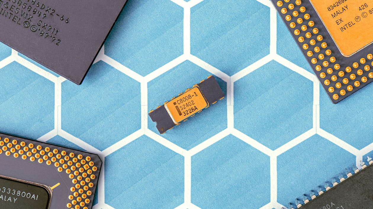 Free Black and Yellow Electronic Chip Stock Photo