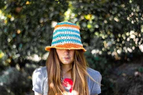 Close-up Shot of a Woman Wearing Knitted Cap