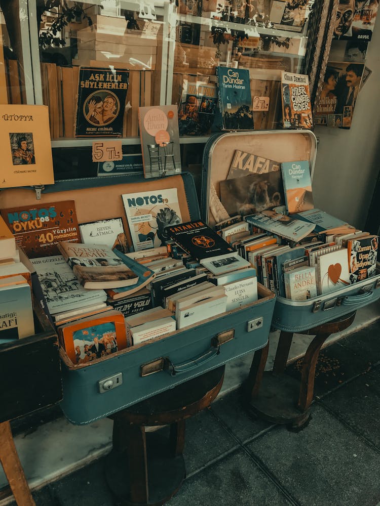 Books In Vintage Suitcases