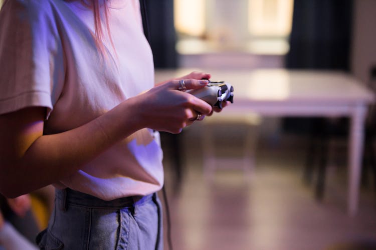 A Person Holding Controller