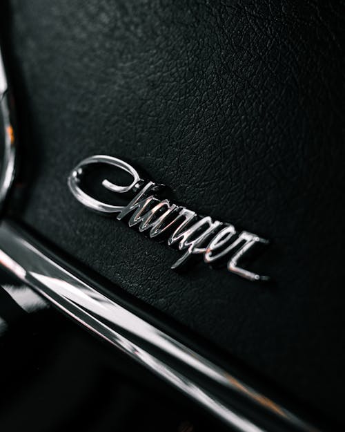 Close-up of a Sign on a Dodge Charger Car 