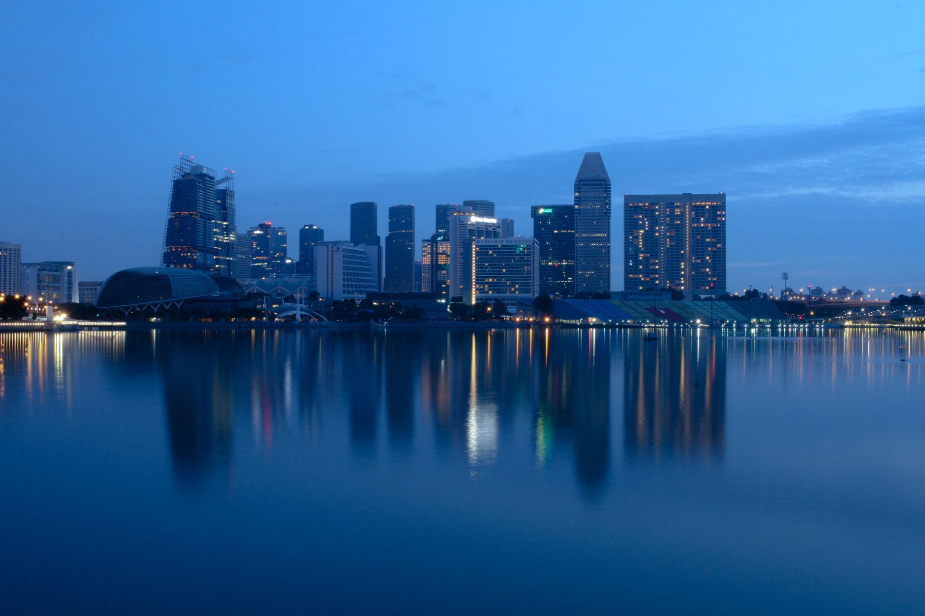 Breathtaking view of Singapore skyline during a tranquil morning