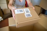 Brown Cardboard Box With Barcode