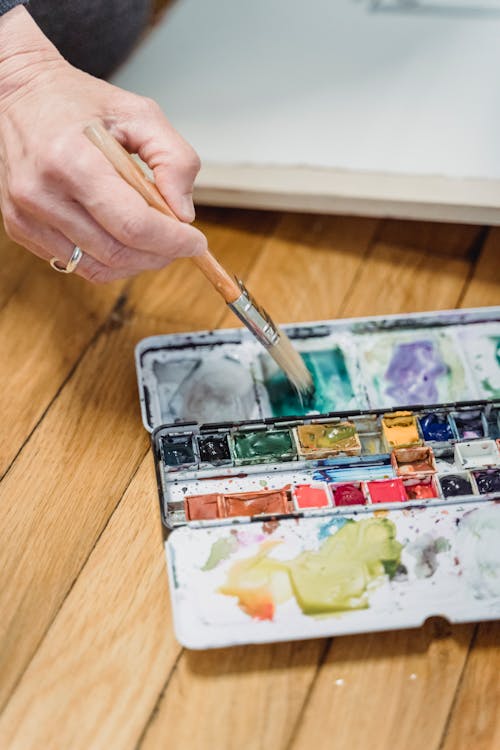 Person Using Watercolor Palette