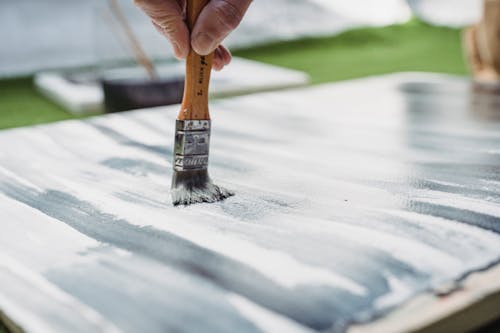 Close-Up Shot of a Painter Doing an Abstract Painting