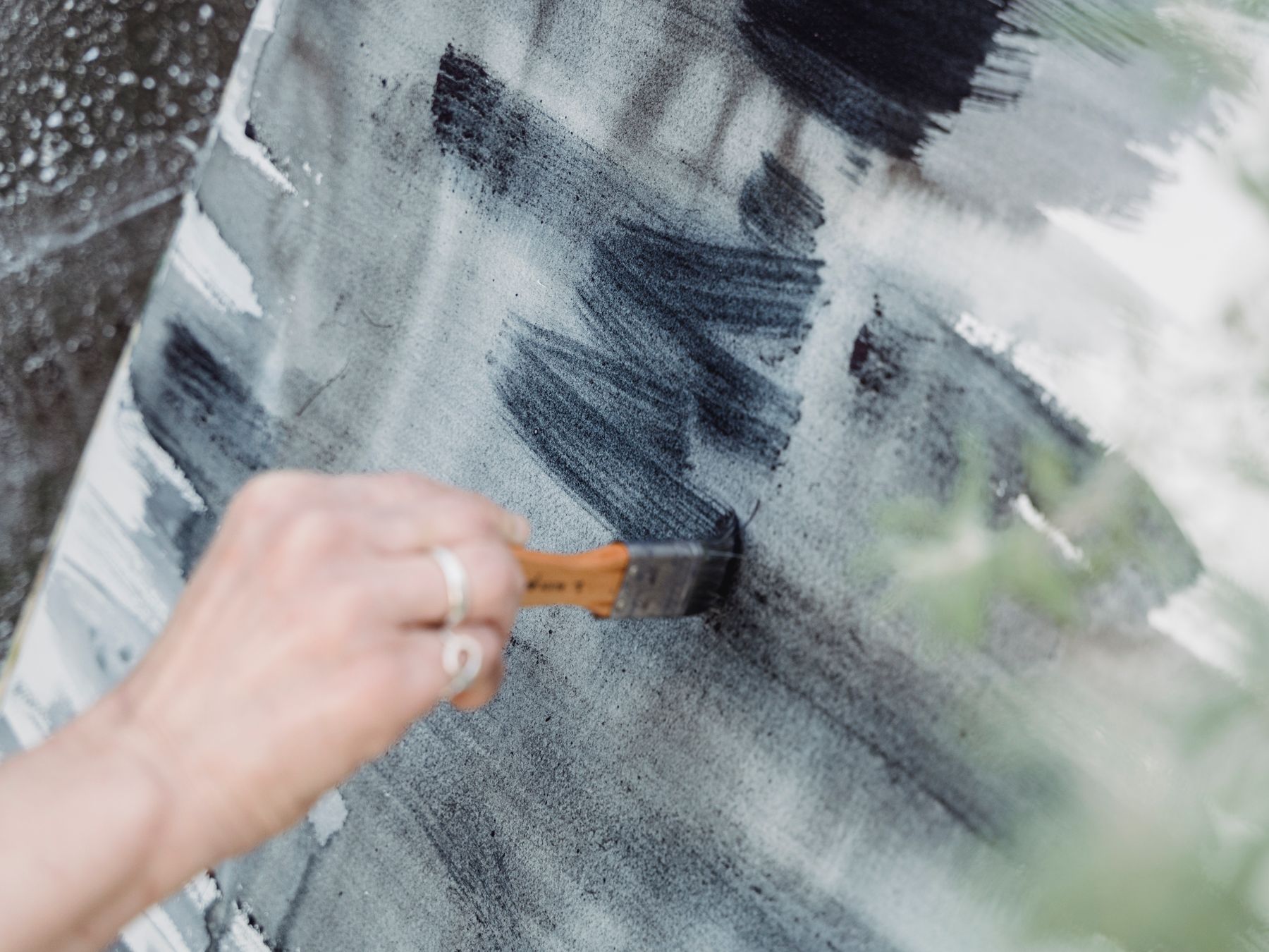 Painters and Decorators in South Street — a decorator at work mid-project
