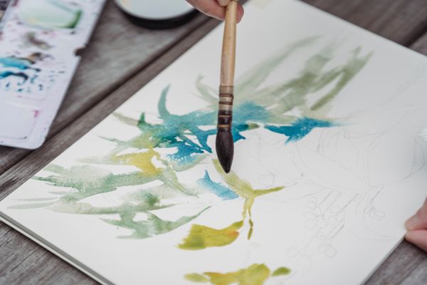 Watercolour wings taking shape on cold-press paper — Greta Hoffman on Pexels