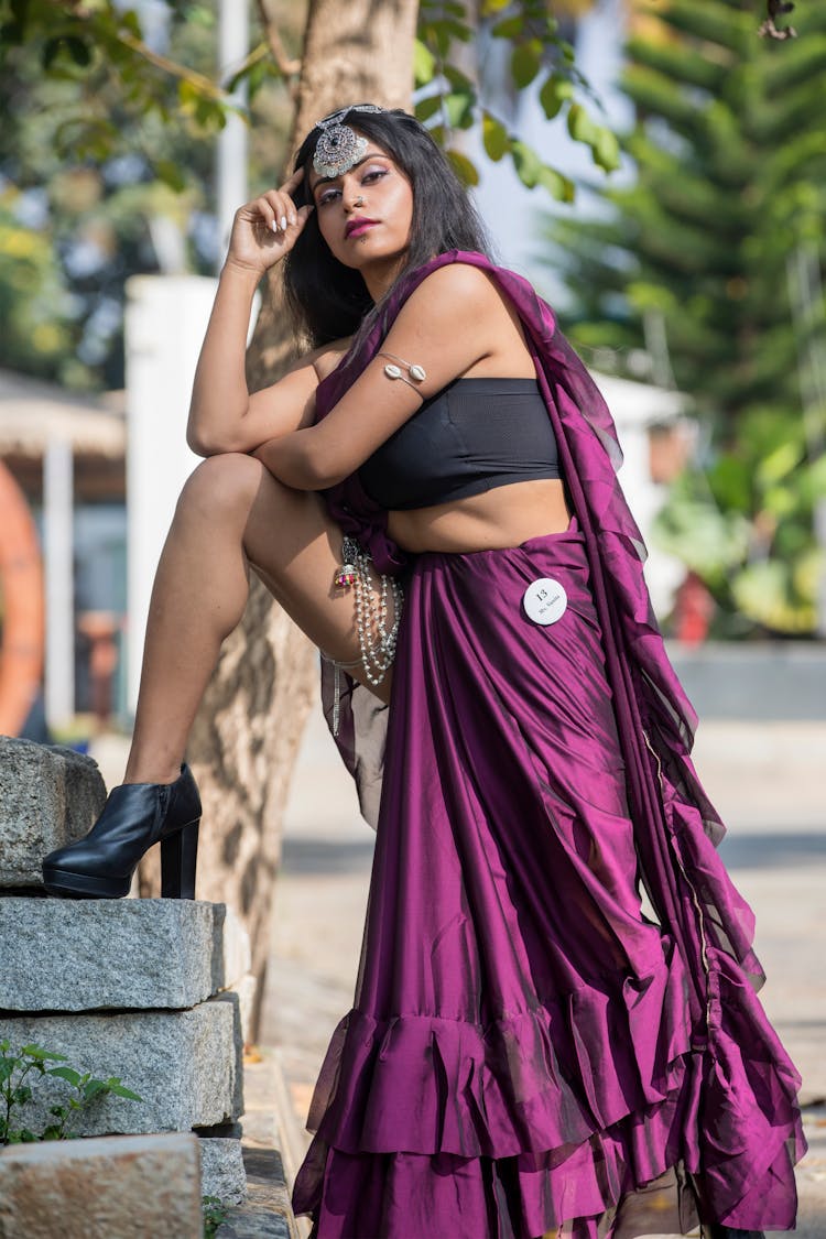 Young Woman Wearing A Tango Dress 