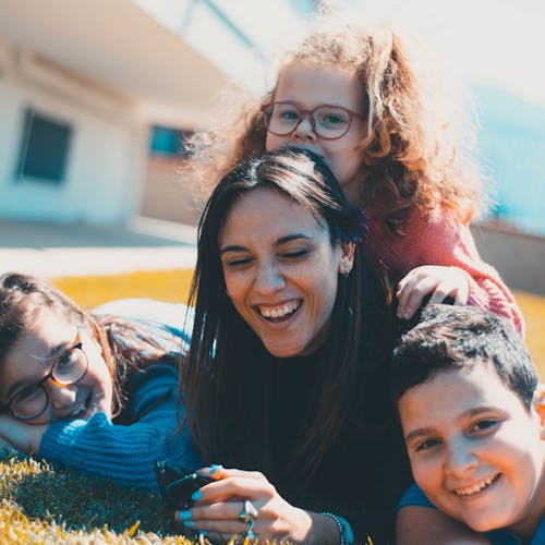 A Woman Having Fun with Her Kids