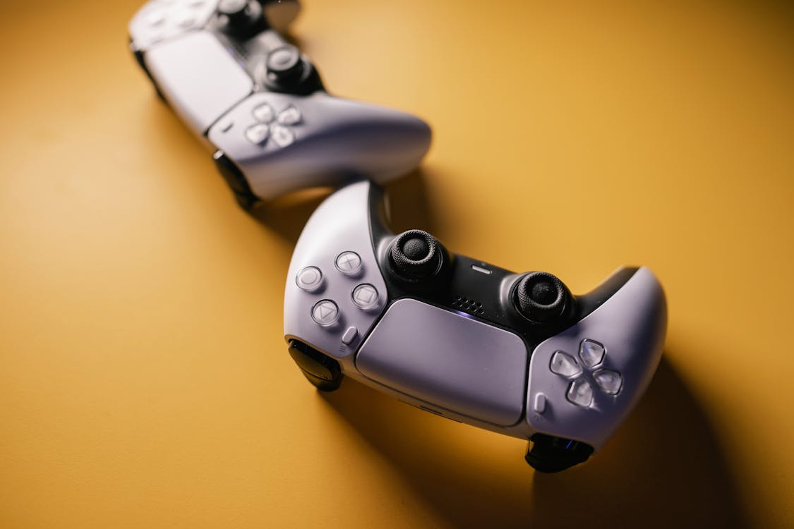 Close-Up Shot of Game Controllers