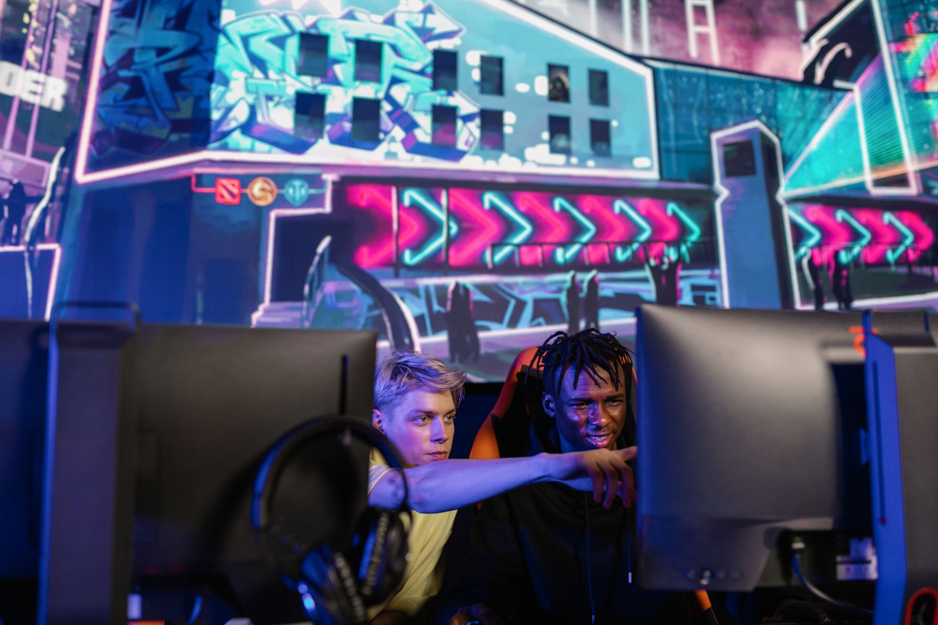 Two Men Playing Computer Game