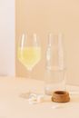 Clear Drinking Glass With Yellow Liquid