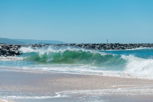 A Big Waves Crashing on Seashore