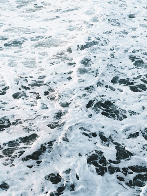垂直拍摄, 海, 海水泡沫 的 免费素材图片