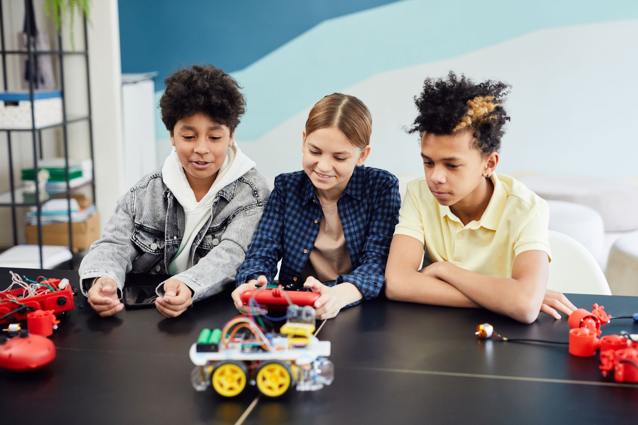 Students engaged in hands-on STEM learning