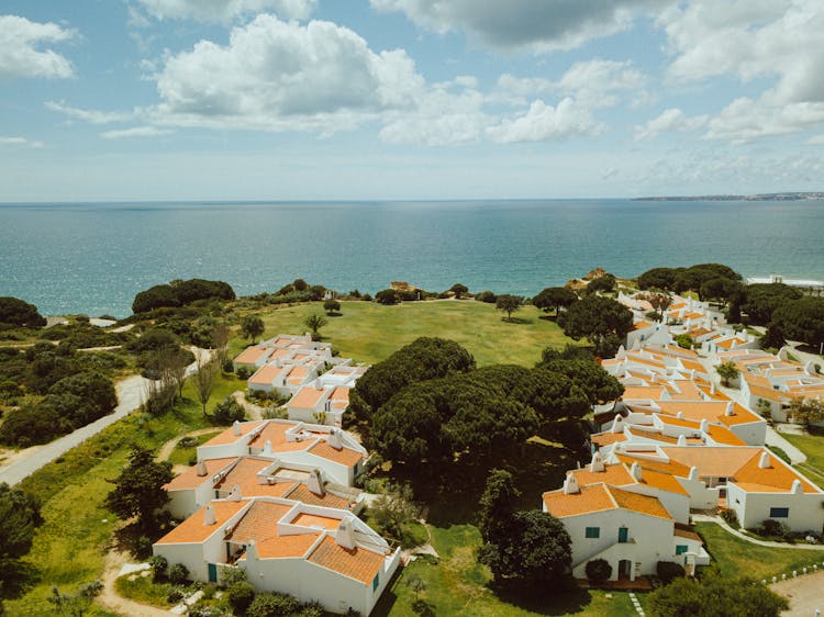 Houses With Yellow Roofs At Faro District