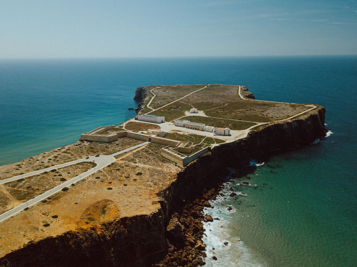 Vedere aeriană a fortăreței din Sagres, Portugalia