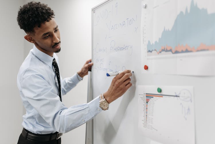 Man Writing On Whiteboard